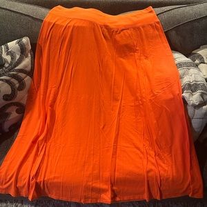 Lane Bryant Orange Pleated A-Line Midi Skirt